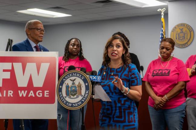 Assembly Member Jessica González-Rojas (right) and State Senator Robert Jackson (Far Left) (Priyanka Rajput)