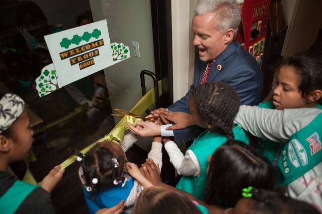 At the ribbon cutting ceremony for Troop 6000 at the Sleep Inn Hotel in Long Island City. Photo: Office of City Council Majority Leader Jimmy Van Bramer