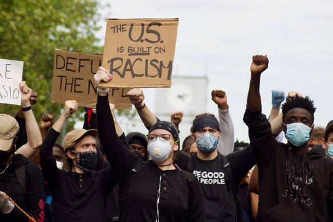 At the June 2 protests at One Police Plaza in downtown Manhattan.