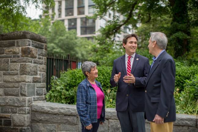 City Council Member Ben Kallos, who is running for reelection to his Upper East Side seat, campaigning this summer in Carl Schurz Park. Photo: Ben Kallos Campaign