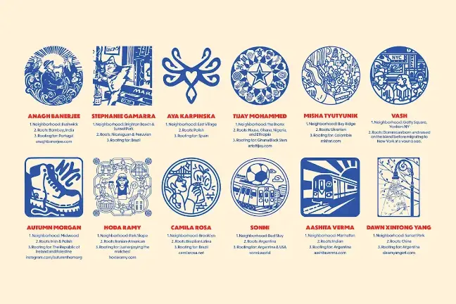 The 12 stamps for the neighborhood passport were designed by NYC-based artists, all with global roots, and aim to demonstrate the richness of NYC’s culture.