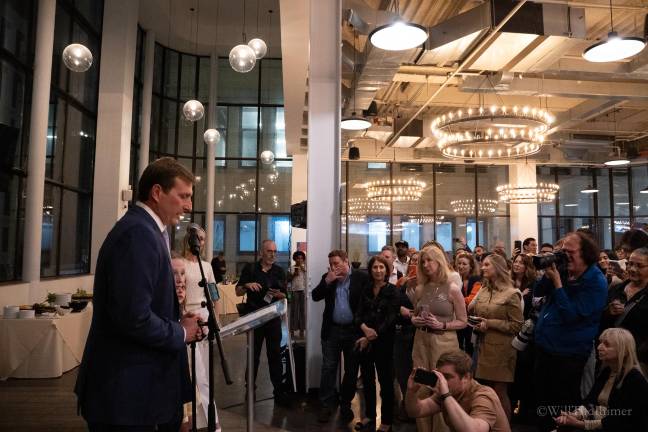 Dan Goldman offers his concession speech at The Mezzanine on election night.