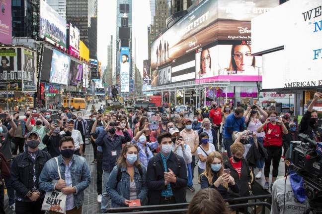 Audience in Times Square. Photo: Lanie McNulty