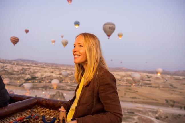 Hot Air ballooning at dawn in Cappadocia, Türkiye while filming for the new 10th season of “Travels with Darley.” Photo: Chad Davis