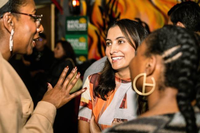 Sarah Batchu at the kickoff party in her bid to become the Democratic candidate in the 74th Assembly district to succeed Harvey Epstein, who just won election to the City Council.