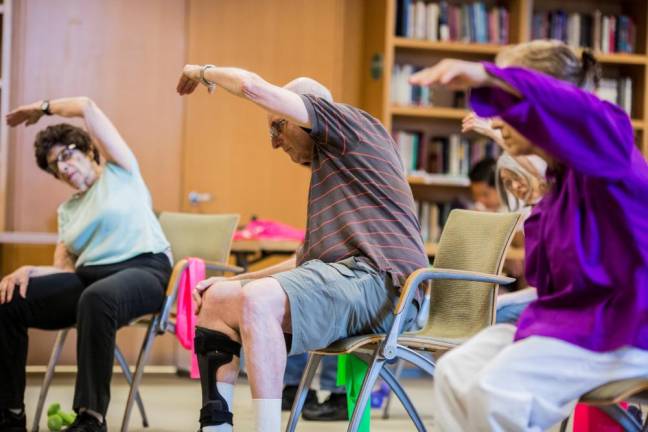 Parkinson’s chair exercises at the JCC. Photo courtesy of the Marlene Meyerson JCC Manhattan