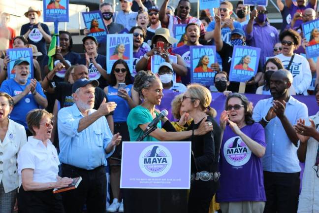 Maya Wiley with Gloria Steinem. Photo via Maya Wiley on Twitter