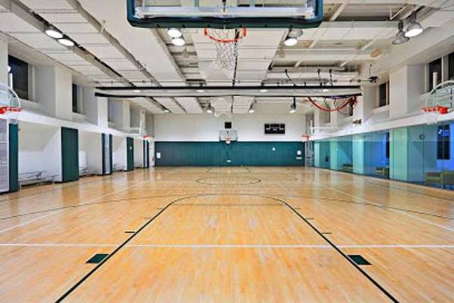 The basketball court at Asphalt Green in Battery Park City is filled with natural light