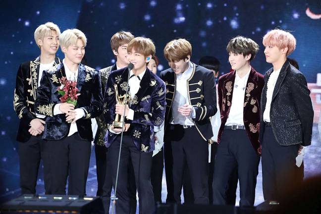 BTS at the 31st Golden Disk Awards in Seoul, South Korea in January 2017. Photo: Ajeong JM, via Wikimedia Commons