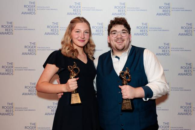 Emersyn Hunt (left) and Jacob Solomon (right) will represent Greater NY at the annual Jimmy Awards June 22 after winning Outstanding Performer at the 2026 Roger Rees Awards in May.
