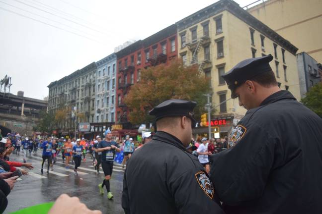 Police officers at First Avenue and 59th Street. Photo: Liz Hardaway