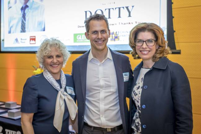 Publisher Jeanne Straus, Robert Hammond of Friends of the High Line, and NYC Commissioner Julie Menin. Photo: Steven Strasser