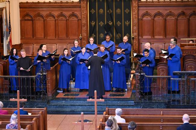 For the 102nd year, the Good Friday concert of John Stainer’s <i>The Crucifixion</i> was performed at Brick Presbyterian Church. This year’s soloists, Sean Fallen and Nathaniel Sullivan, were joined by organist Alistair Reid. Minister of Music, Dr. Raymond Nagem, conducted.