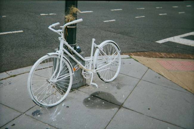 A white bicycle like the one pictured is often brought to the site where cyclists have been killed. Photo: Thomas Brownell via Wikimedia Commons