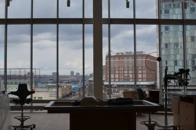 The conservation room offers sweeping views of the Hudson River and plenty of natural light for the conservators.