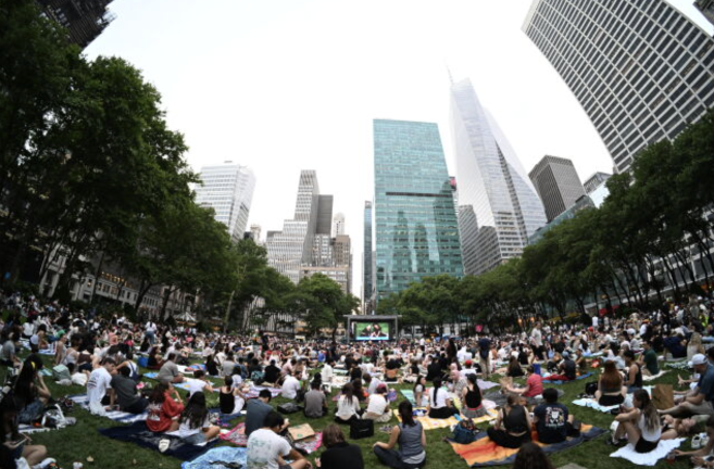 Summer movie nights have returned to the parks of NYC, with Bryant Park opening its lawn July 13 for a screening of “Wayne’s World.”