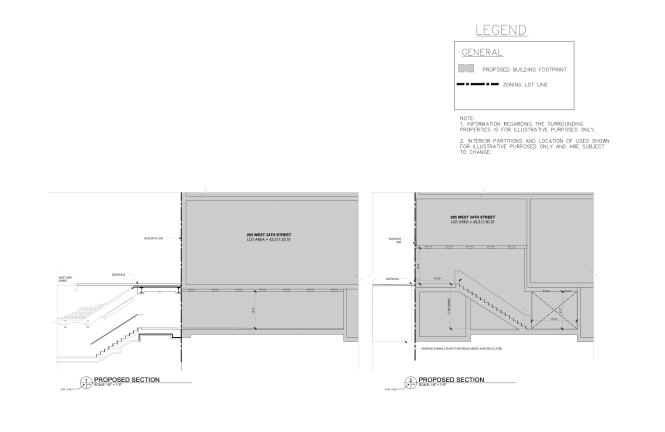 The proposed subway entryway, featuring the requested extra steps and resized landing.