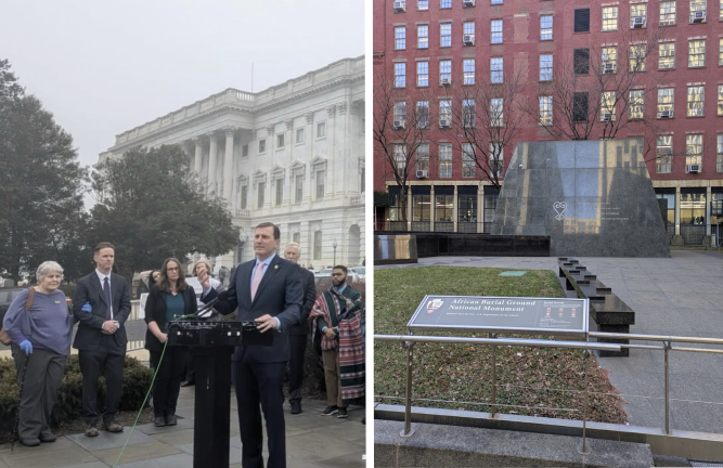 Rep. Dan Goldman in Washington speaking of African Burial Ground in lower Manhattan.