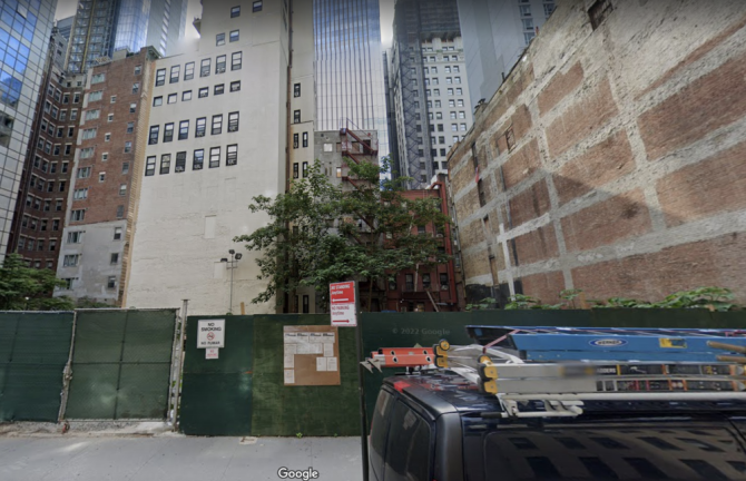 The 111 Washington St. site two blocks north of the WTC has been a vacant lot for the past decade but it earlier earlier occupants that left pollutants behind which turned the quarter acre plot into a brownfield site from a past petroleum spill that is now being cleaned up. <b>Photo: Google Street View.</b>