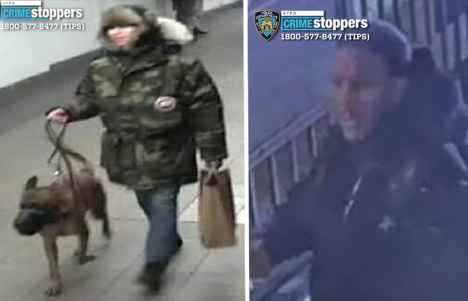 Wanted for dog attack (left) at Union Square, stabbing at Broadway-Lafayette (right).