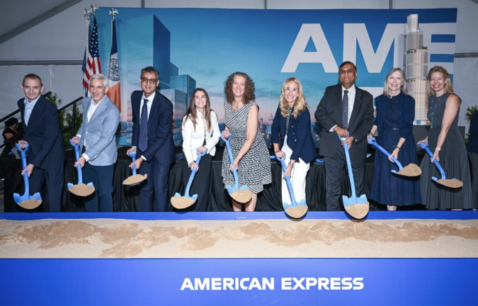 The American Express Executive Committee breaks ground at 2 World Trade Center for the financial company’s new building, set to take five years to complete.