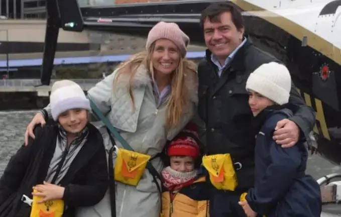 A haunting photo of a family of vactioneers from Spain only hours before their sightseeing helicopter crashed into the Hudson River on April 10, 2025 killing all five and the pilot. Firefighter Michael Prokop had pulled two of the victims to the surface in a brave but ultimately futile rescue attempt.