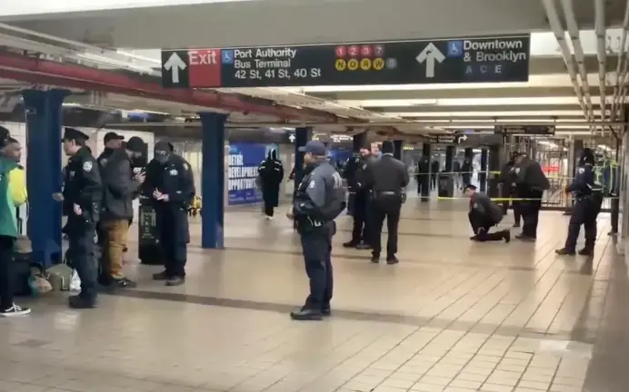 Police recovered a single 9 mm shell casing after a shot was fired that sent people running on the mezzanine level of the Port Authority subway stop at 8th Ave. and 42nd St. on the evening of Dec. 1. But the DAs office released the prime suspect when they said video evidence did not support charges.