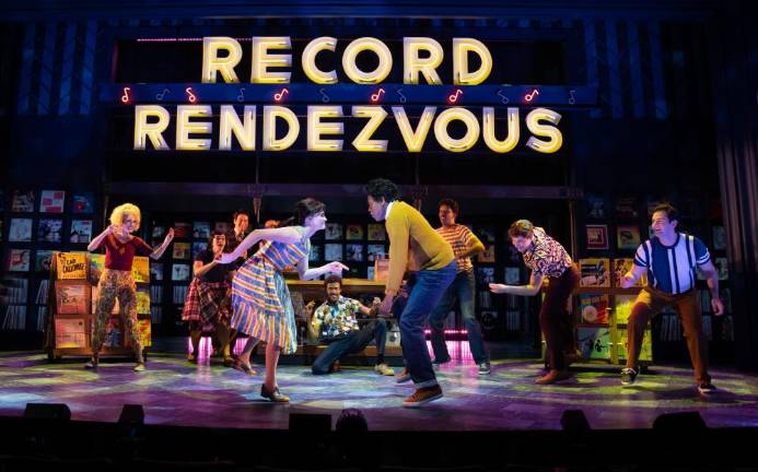 The cast of “Rock &amp; Roll Man” which opened at the New World Stages on June 21. Photo: ©Joan Marcus