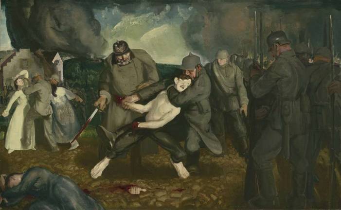 George Bellows (1882–1925). "The Germans Arrive," 1918. Oil on canvas, 49 ½ × 79 ¼ in. Courtesy of Ian M. Cumming. Photo: Courtesy of the National Gallery of Art, Washington. Reproduced with permission of The Bellows Trust