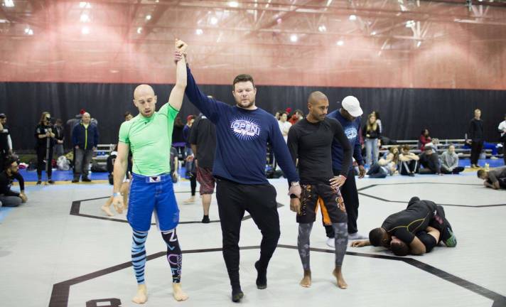 Valentine Lyashenko following a victory in a jujitsu competition. Photo: Philip Lai