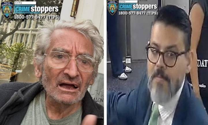 Senior man missing from Soho. Sanford Rheingold, left; wanted for forcible touching, right.