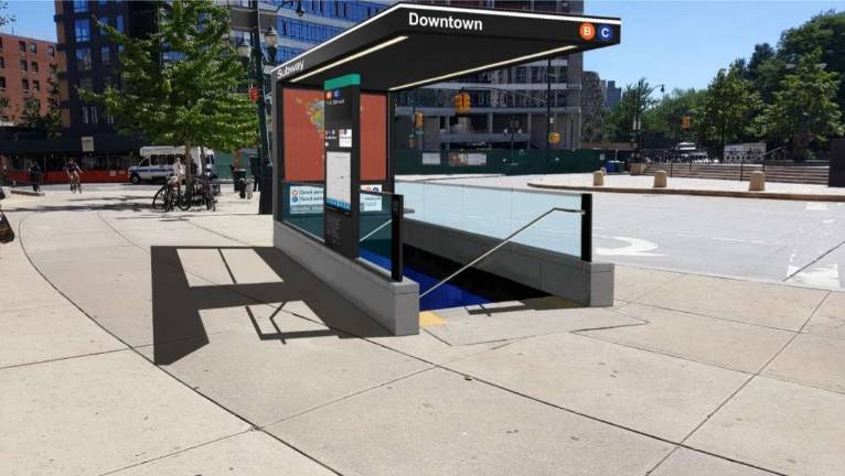 A rendering of planned upgrades to the Cathedral Parkway-110th Street subway station, which will close this spring for construction. Image: MTA