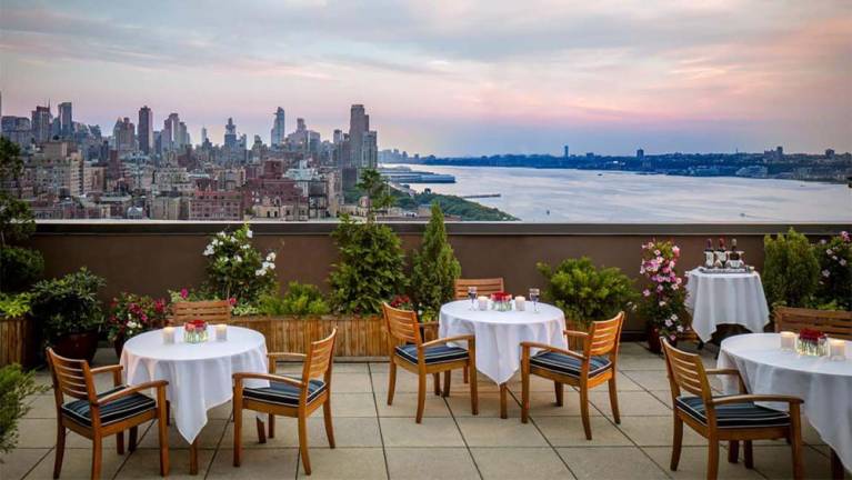 The Atria West 86’s rooftop terrace has a view of the Hudson. Photo via 333West86.com