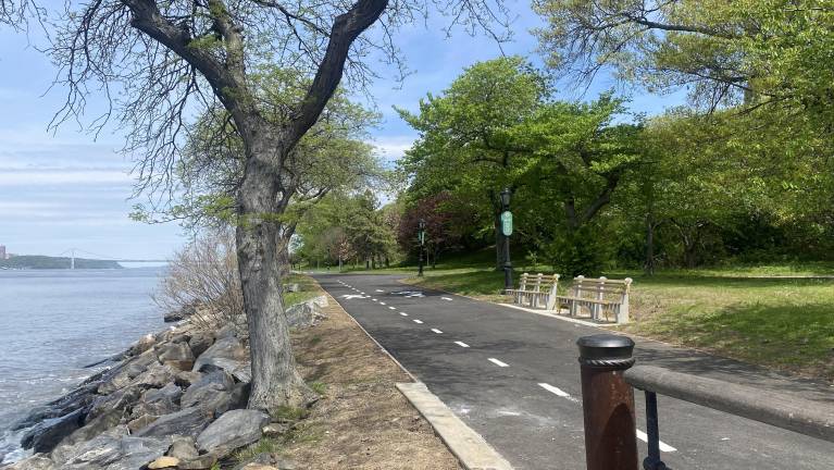 Cherry Walk, with a new pavement and the separation between pedestrians and bike riders.