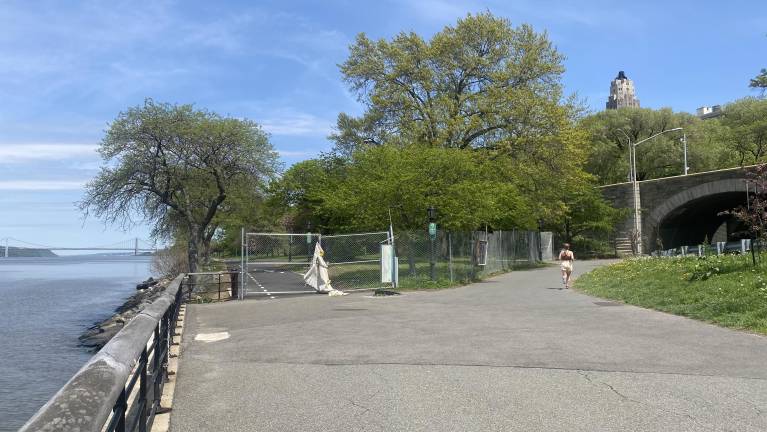 View of the Riverside Park with the Cherry Walk still closed on May 1. It reopened a few days later.