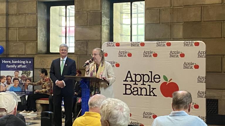 City Council Member Gale Brewer spoke about the importance of the display and Apple Bank in the neighborhood and called the building “the most beautiful bank in the United States of America.”