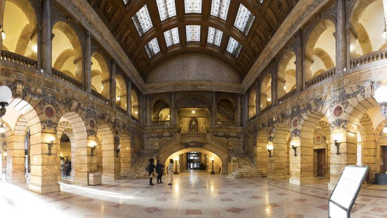 Panoramic photograph of the Hall of Records.