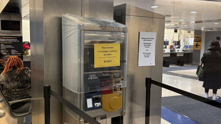 This MetroCard vending machine was shut down by 3 p.m. on Dec. 31, several hours before it was scheduled to cease allowing riders to replenish the iconic blue and yellow cards. Unexpired cards can still be used for several more months, but can no longer be replenished.