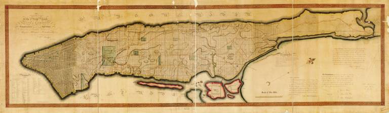 This map was the centerpiece of the 1811 Commissioners Plan for New York City, which developed the original Manhattan street-grid system between roughly Houston Street on the south and 155th Street on the north. Image via Wikimedia Commons