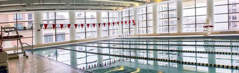 The JCC's "pool with a view" is located on the Upper West Side center's sixth floor