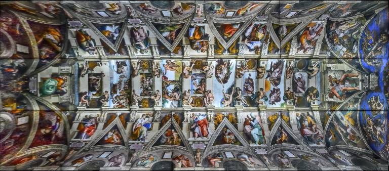 A 33-foot-long reproduction of Michelangelo’s Sistine Chapel ceiling fresco is part of the exhibition “Michelangelo: Divine Draftsman and Designer,” on view at The Met Fifth Avenue through February 12. Photo: Adel Gorgy