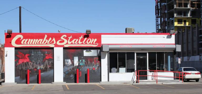 Recreational marijuana is legal in Colorado, where a former gas station has been repurposed as a marijuana dispensary. Photo: Jeffrey Beall, via flickr