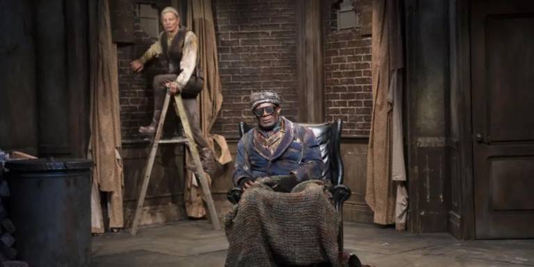 The Samuel Beckett play “Endgame” starring Bill Irwin and John Douglas Thompson and directed by Ciarin O’Reilly at the Irish Repertory Theater on West 22nd St. has just extended its run another four weeks through April 9. Photo: Irish Rep Theater