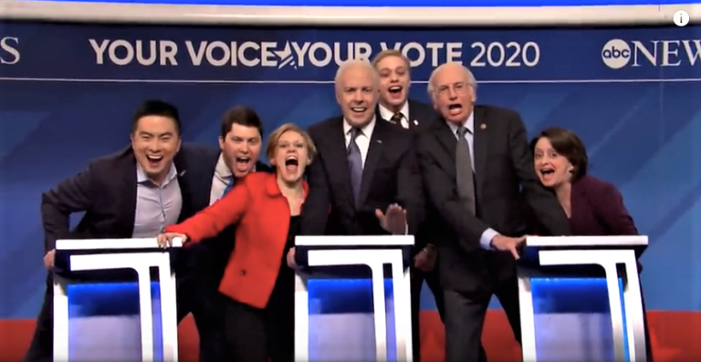 A shot from the SNL cold open after the New Hampshire Primary.