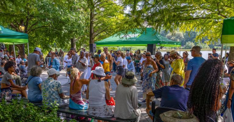 Hundreds flocked to one of the performances at the 2025 Harlem Meer Performance Festival.