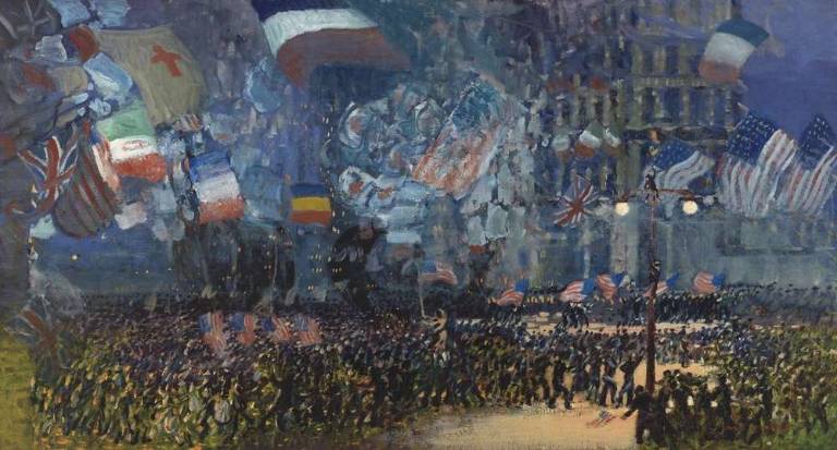George Benjamin Luks (1867–1933). "Armistice Night," 1918. Oil on canvas, 37 × 68 3/8 in. Whitney Museum of American Art, New York, Gift of an anonymous donor. Photo: ©Whitney Museum of American Art