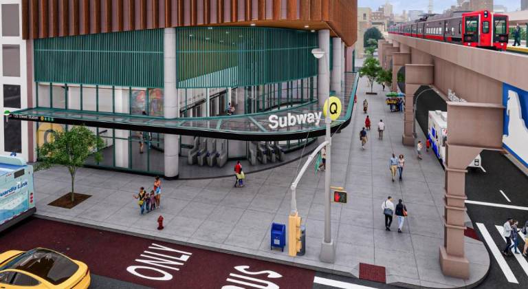 Artist’s rendition of the 125th Street entrance of the Second Avenue Subway, looking south.