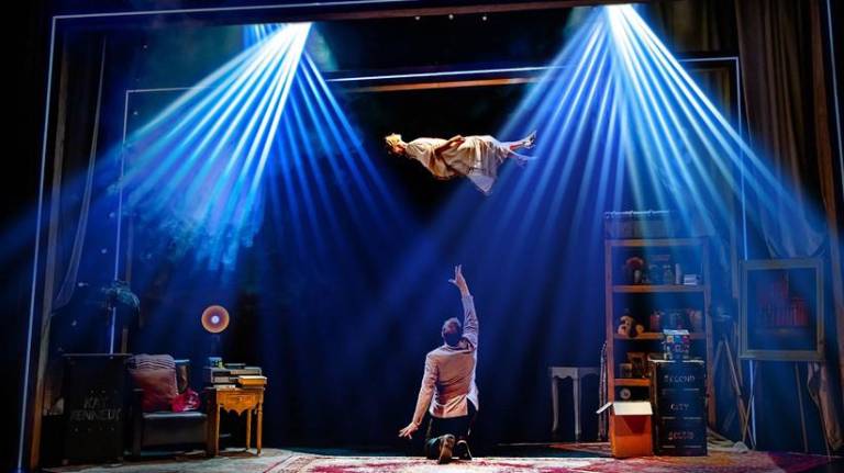 Jamie Allan, while trained in old-school magician tricks, uses lasers, light shows, and hi-tech in his magic acts.