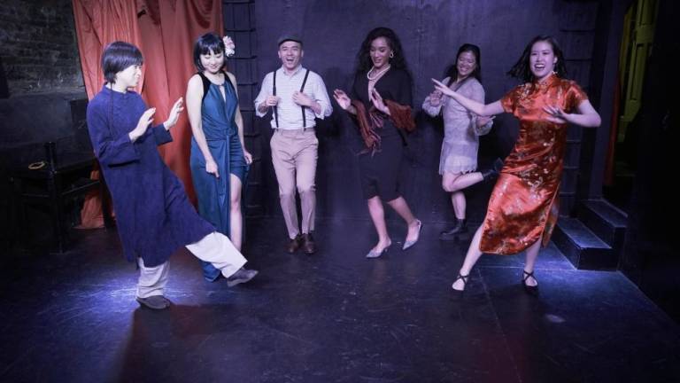 Actors in the play Anna May Wong: Persona practice for the upcoming Queerly Festival at The Kraine Theater located at 85 E Fourth Street as part of Pride Month festivities. Photo courtesy of The Kraine Theater.