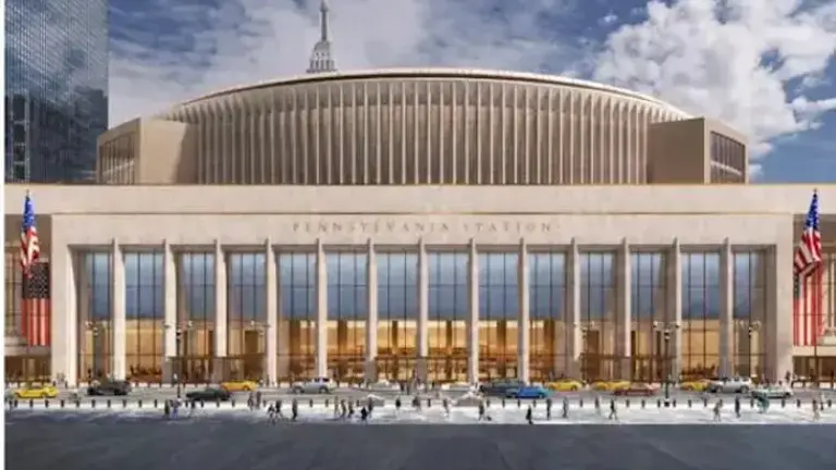 The original artist rendering by the winning bidder earlier this year featured the Pennsylvania Station name above the proposed new Grand Entrance on Eighth Ave.